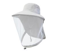 SENWAI Cappello da sole da donna, protezione UV all'aperto, cappello da pesca a tesa larga con foro per coda di cavallo per spiaggia, escursionismo, campeggio, S-Zanzariera Grigio chiaro, taglia unica