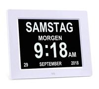 SENXINGYAN Orologio Calendario Digitale Sveglia, 8" LCD Oscuramento Automatico con Ora, Data, Anno Mese Giorno Non-Abbreviazione Orologio Completo per Perdita Di Memoria Anziani Demenza Alzheimer