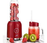 Senya Frullatore Smoothie con 2 Bottiglie Portatile Rosso Juicy Delight 250W 6 Lame in Acciaio Inox SYCP-M025 Senza BPA