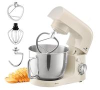 SENYA Robot Pasticceria Multifunzione 1500W - Ciotola in acciaio inox 5L - 10 Velocità + Funzione Pulse - Batterista, frusta, gancio incluso - Coperchio antispruzzo con separatore d'uovo - Silenzioso,