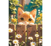 Senyanr 5D Diamond Painting Kits for Adults Daisy Cat, DIY Garden Full Round Drill diamond Art kits adults, Crystal Rhinestone Embroidery Canvas painting for Home Decor 26x34in