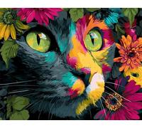 Senyanr Dipingi con i Numeri Adulti Senza Cornice,Gatto colorato Kit per Dipingere con i numeri adulti 12x16inch,Paint by Numbers Kit Fai Da Te pittura a olio Artigianato,Decorazione Parete Casa