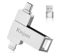 (Senza APP)Chiavetta USB 256GB per iPhone MFI Lightning,Rinjani Chiavetta USB C Per iPhone 15/16/OTG Android Smartphone/iPad/PC,Penna USB 3.0 Pen Drive Memoria Esterna per Scaricare Foto,Video 3 in 1
