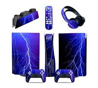 Senza Bolle, Senza Schiuma 55108 Per PS5 Console Disc Edition & Digital Edition Sticker Vinyl Decal Cover Per Ps5 Controller & Charging Station & Headset & Media Remote(Disc Version)