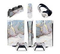 Senza Bolle, Senza Schiuma 63628 Per PS5 Console Disc Edition & Digital Edition Sticker Vinyl Decal Cover Per Ps5 Controller & Charging Station & Headset & Media Remote(Disc Version)