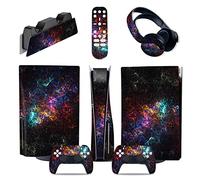 Senza Bolle, Senza Schiuma Per PS5 Console Disc Edition & Digital Edition Sticker Vinyl Decal Cover Per Ps5 Controller & Charging Station & Headset & Media Remote 57440(Disc Version)