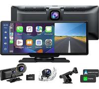 Senza Fili Autoradio,Wireless A-pple Carplay & Android Auto con Dash Cam Anteriore 2K,Telecamera di Backup 1080P, Portatile 9,26 Pollici Stereo Auto con Siri/Bluetooth/GPS/FM/AUX/Airplay/Scheda SD 64G