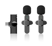 Senza Fili Microfono Lavalier , Doppio Microfono Per Ios Android, Nessuna App O Bluetooth Necessaria, Riduzione Del Rumore Plug And Play Sincronizzazione Automatica Per Trasmissione Di Interviste Tele