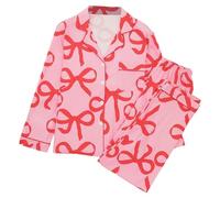 Senza maniche per San Valentino? Non proprio; Momento Infatti, cardigan leggero con collo sciallato come pigiama da casa, composto da un top a maniche lunghe e un pantalone., Colore: rosa., XL