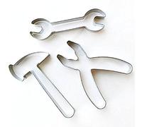 Senza marchio - Set di 3 tagliapasta in acciaio INOX, a forma di martello, pinza e chiave inglese