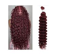 Senza nodi #99j Borgogna Capelli Umani Sfusi for Trecce 100g Onda Profonda Boho Extension for per intrecci(18 inch)