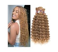 Senza nodi Extension for capelli umani brasiliani Remy, ondulate, bionde, senza trama, for trecce boho, 27# per intrecci(26inches)