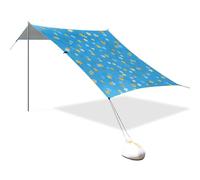 Senza soluzione di continuità Blu Estetica Blu Golden Stars Progettato UPF50+ Protezione Spiaggia Cabana Impermeabile Ombra Parasole con Pala di Sabbia per Cortile e Campeggio tapete para Playa
