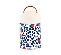 Senza soluzione di continuità Estetica Unica Bellezza Leopardo Pelle Modello In Acciaio Inox Isolato Vuoto Scatola di pranzo cibo caldo con cucchiaio per la scuola merenda 17oz