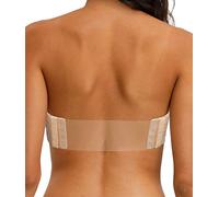Senza spalline con cinturino posteriore trasparente Halter Reggiseno con pizzo imbottito ferretto Plus Size - Beige - 4 C (Taglia Produttore: 36C)
