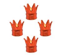 SENZEAL 4 Pezzi Tappi Pneumatici Auto Corona Antipolvere Coprivalvola Auto Universale in Lega di Alluminio Tappino Gomme per Auto Biciclette Camion Moto (Arancione)