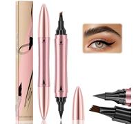 SEO-FANALLY Matita Sopracciglia Waterproof Con Eyeliner Nero, 3D Matita Sopracciglia Microblading con Quattro Punte, Sopracciglia Make up, Penna matita per Sopracciglia Effetto Pelo (Marrone Chiaro)