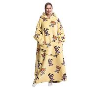 Seogva Coperta indossabile extra lunga, felpa oversize per donne e uomini, super calda e accogliente, coperta gigante con cappuccio, coperta in flanella spessa con maniche e tasca gigante, Kitty &