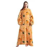 Seogva Coperta indossabile extra lunga, felpa oversize per donne e uomini, super calda e accogliente, coperta gigante con cappuccio, coperta in flanella spessa con maniche e tasca gigante, Arancione,