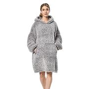 Seogva, Coperta oversize indossabile, stile felpa con cappuccio in pile, super morbida, calda e confortevole, taglia unica, per uomini, donne, ragazze, ragazzi, amici, Grigio chiaro, Taglia unica