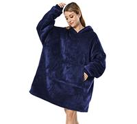 Seogva, Coperta oversize indossabile, stile felpa con cappuccio in pile, super morbida, calda e confortevole, taglia unica, per uomini, donne, ragazze, ragazzi, amici, Blu, Taglia unica