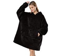 Seogva, Coperta oversize indossabile, stile felpa con cappuccio in pile, super morbida, calda e confortevole, taglia unica, per uomini, donne, ragazze, ragazzi, amici, Nero , Taglia unica