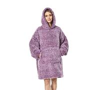 Seogva, Coperta oversize indossabile, stile felpa con cappuccio in pile, super morbida, calda e confortevole, taglia unica, per uomini, donne, ragazze, ragazzi, amici, Viola e bianco., Taglia unica