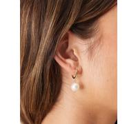 Seol + Gold - Orecchini a cerchio placcati oro vermeil 18 k con pendente con perla-Argento No Size