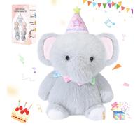 seOSTO Elefante interattivo di peluche, 25 cm, giocattolo musicale cantante e danza, buon compleanno, simpatico elefante, regalo interattivo, giocattolo di peluche per ragazzi e ragazze