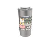 Seoul Corea del Sud Gatto Carino Hanbok Abito Tradizionale Corea Bicchiere termico in acciaio inox doppia parete