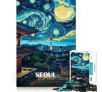 Seoul, Corea del Sud - Puzzle da 1000 pezzi con paesaggio notturno, ideale per adulti e ragazzi, gioco rilassante e stimolante, perfetto come regalo per le vacanze (38x52cm)