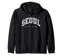 Seoul Corea del Sud Varsity Stile Bianco Testo Felpa con Cappuccio