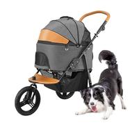 Separable Travel Pet Stroller Carrier Dog Strollers for Medium Large Dogs, Foldable Pet Stroller Carriage Lightweight Dog Pram Pushchair for Dogs / 2 Cats Multiple Pet(Grey a)