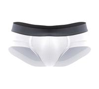 Separatec - Biancheria intima da uomo a doppia tasca, biancheria intima da uomo, a vita bassa, con slip setosi al tatto, traspiranti e traspiranti, bianco, XXX-Large