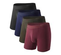 Separatec Boxer da uomo, traspiranti e traspiranti, con custodia Cradlefit anti sfregamento, Cradlefit Pouch - Blu scuro/Verde oliva/Nero/Rosso foglia d'acero - Confezione da 4, X-Large
