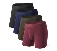 Separatec Boxer da uomo, traspiranti, morbidi, anti sfregamento, confezione da 4, Nuovo!-separatec Pouch - Blu scuro/Verde oliva/Nero/Rosso foglia d'acero - Confezione da 4, X-Large