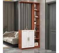 Separatore a Parete in Legno Pavimento soffitto con Armadio di Deposito, Divisorio Privacy a Listelli con Scaffali Aperti per Casa e Ufficio(Teak+Black,90 * 30 * 200cm/35.4 * 11.8 * 78.7in)