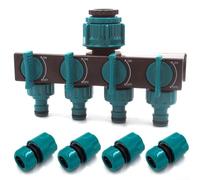 Separatore d'acqua a quattro vie a connessione rapida per irrigazione da giardino, supporta più uscite per tubi flessibili e flusso d'acqua uniforme (4 percorsi+1/2)