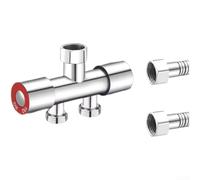 Separatore d'acqua in acciaio inossidabile 304 1 ingresso 2 uscite per lavatrici con collegamento rapido e porte filettate con dado girevole a 360 gradi argento (A)