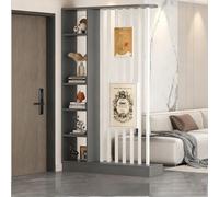 Separatore di ambienti multiuso, libreria in legno con ripiani per la separazione degli ambienti, per la decorazione dell'ufficio domestico(Gray+A,110cm/43.3in)