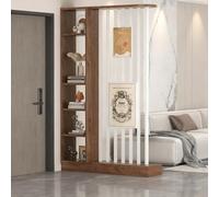 Separatore di ambienti multiuso, libreria in legno con ripiani per la separazione degli ambienti, per la decorazione dell'ufficio domestico(Walnut+A,100cm/39.3in)