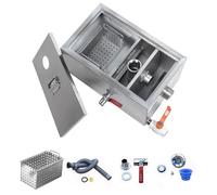Separatore di Grassi con Ingresso Superiore per cucine Professionali, sifone sotolavello con Uscita dell'Acqua Laterale, Ideale per ristoranti, Mense, fabbriche e Uso Domestico (40x25x23 cm)