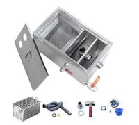Separatore di Grassi con Ingresso Superiore per ristoranti e cucine, da installa, da installare sotto Il lavello con Uscita Laterale, di qualità Professionale, 50x29x29 cm (20x11x11 Pollici)