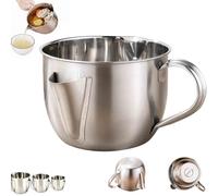Separatore di grasso con design a doppia spout, separatore per gravità in acciaio inox e separatore di grasso multipurpose per pane, soup, salsa, stew with Cool-Touch Handle (1000 ml)