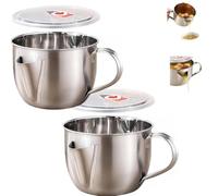 Separatore di grasso con design a doppio beccuccio, filtro per salsa in acciaio inox, separatore per brodo con manico sicuro per stufati, pentole calde, rimozione dell'olio in eccesso da zuppe o cibo