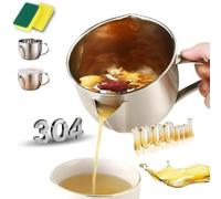 Separatore di grasso con design a doppio beccuccio, in acciaio inossidabile 304, separatore per salsa e brocca separatore di grasso, con manico ergonomico resistente al calore, riutilizzabile, per