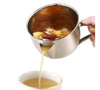 Separatore di grasso con doppio beccuccio, colino riutilizzabile in acciaio inox per sughi e grassi, ideale per cucinare, brodi, zuppe, stufati, pentole calde, utensili da cucina, caraffa filtrante