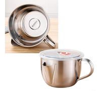 Separatore di grasso in acciaio inossidabile 304 con doppio beccuccio, filtro per olio e grasso per cucina e brodo di zuppa, argento, 138 x 10 cm (A)