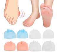 Separatore per dita dei piedi, 4 paia di separatori in silicone per dita sovrapposte, separatore per dita a palette a 5 fori, raddrizzatori riutilizzabili per alleviare il dolore dita sovrapposte dita