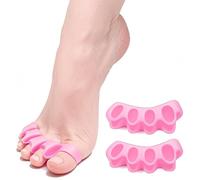 Separatore per dita dei piedi, correttore in silicone per alluce, allevia il dolore al piede, l'alluce a martello, l'alluce valgo e le dita arricciate, 1 paio di separatori rosa regolabili per dita
